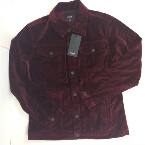 Hudson Trucker Jacket Velvet finish Maroon Small - Picture 3 of 8